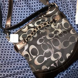 Coach Optic Metallic Purse Black and Silver nwt